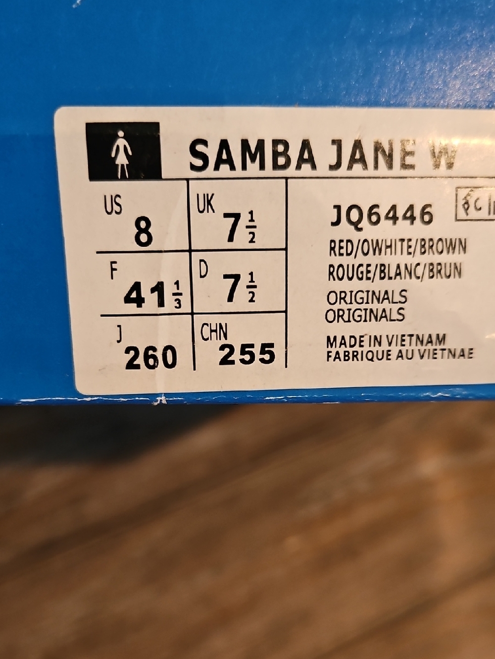adidas Red Mary Jane Sneakers with White Stripes and Gum Sole - Picture 7 of 7